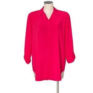 80's 90'S Red Pink Division of GRAFF Button Up Top Shirt Blouse 8